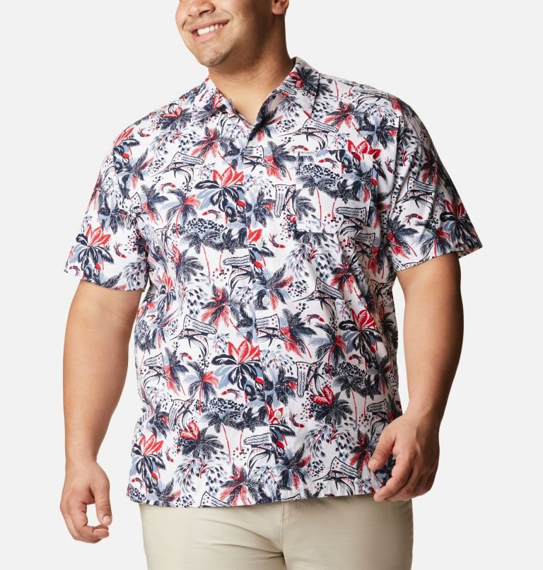Men\'s Columbia PFG Trollers Best Short Sleeve Shirts Flower | Plus Size CA-VA61L